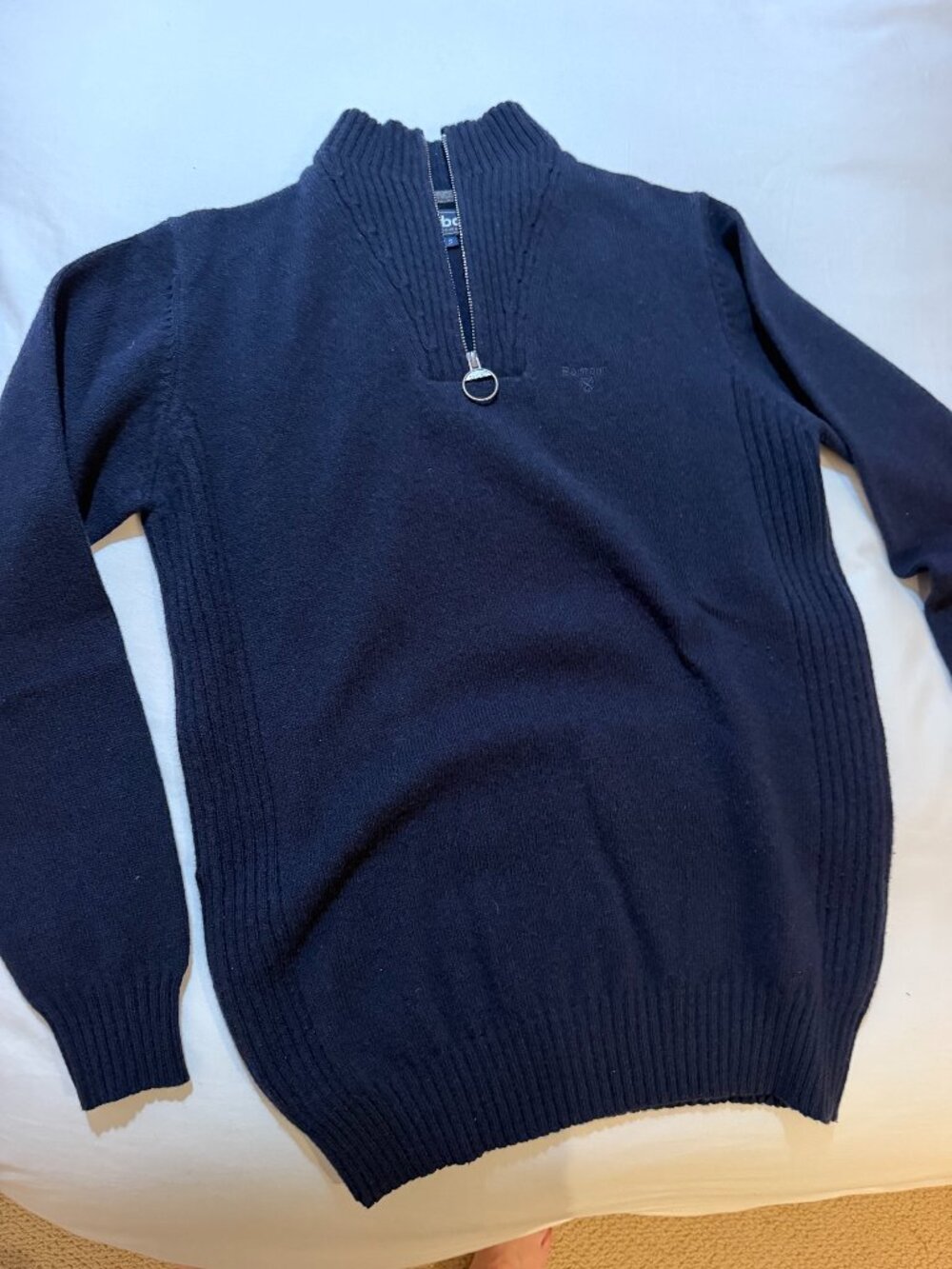 Barbour Nelson Quarter Zip - Navy - Size S
